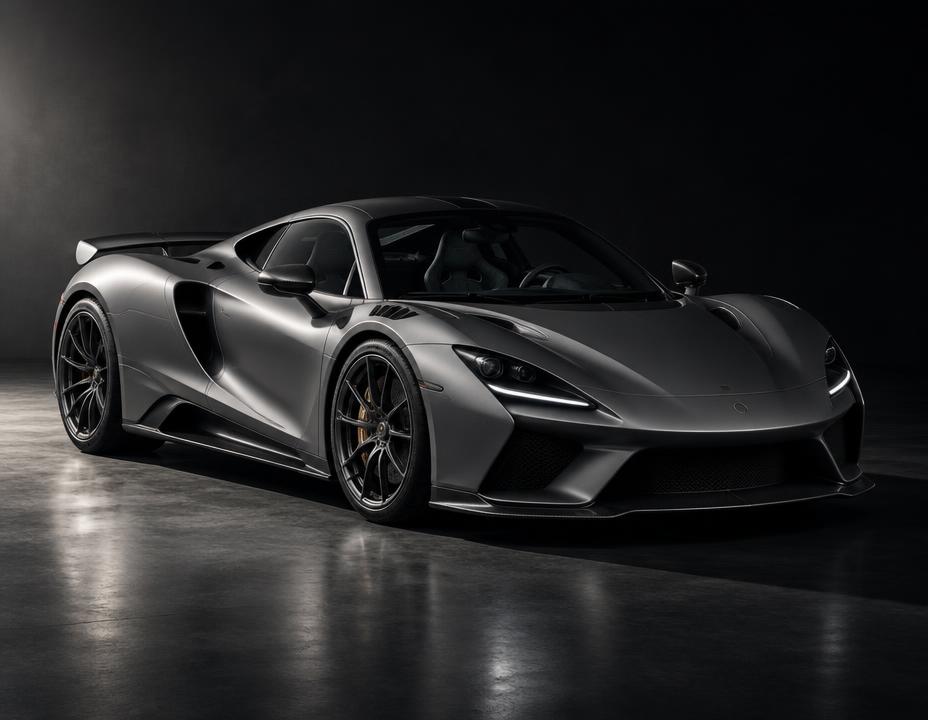 Silver collector’s sports car photographed in a studio